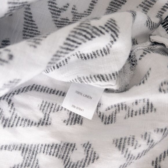 J Jill Love Linen White & Black Patterned Button Up Size L Coastal Lagenlook - Picture 6 of 12